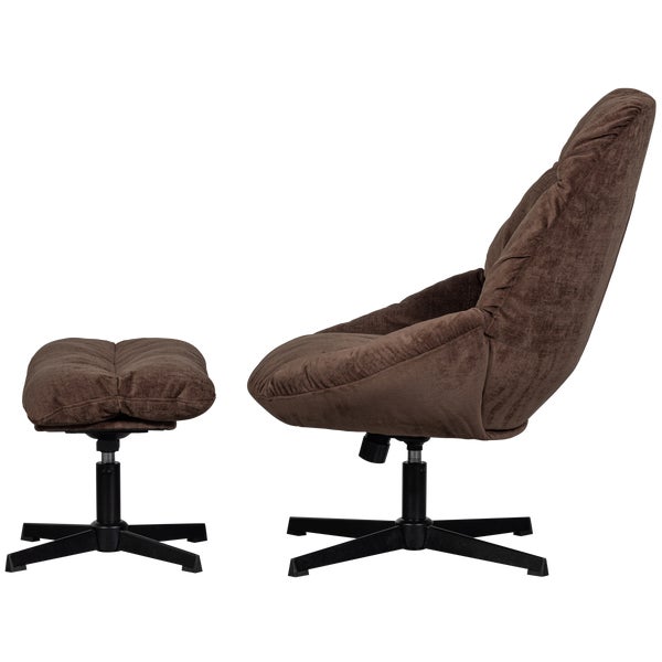 de eekhoorn YARO DRAAIBARE FAUTEUIL MET HOCKER ESPRESSO