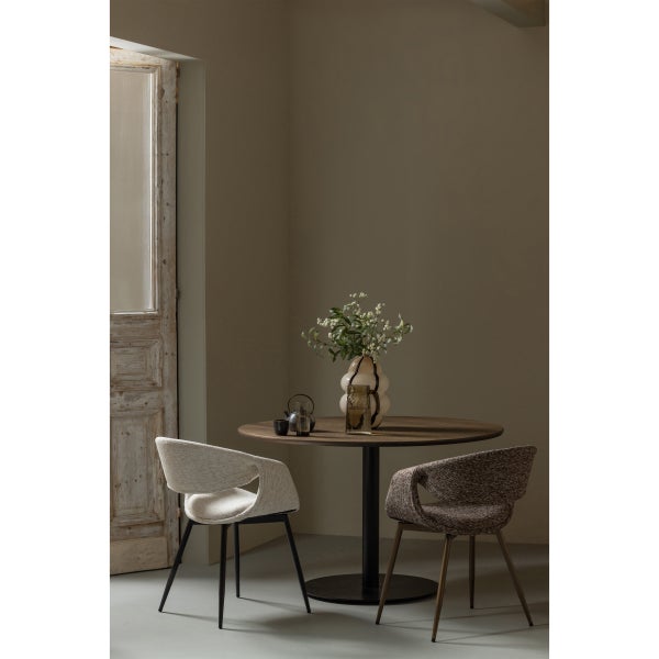 De Eekhoorn YOSSI EETKAMERSTOEL BRUIN MET METALEN POOT KOPER