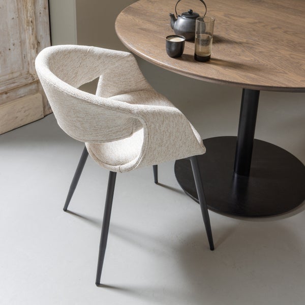 De Eekhoorn YOSSI EETKAMERSTOEL NATUREL MET METALEN POOT ZWART