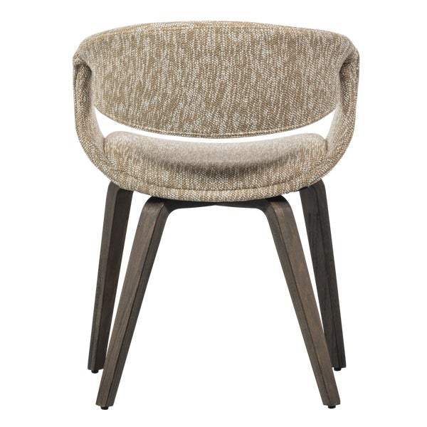 De Eekhoorn YOSSI EETKAMERSTOEL ZAND MET HOUTEN POOT DONKERBRUIN