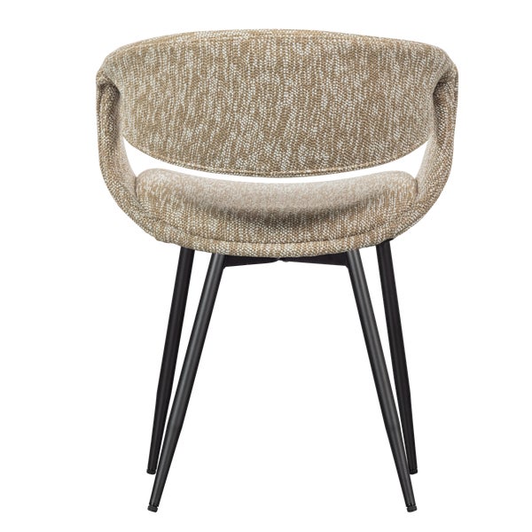 De Eekhoorn YOSSI EETKAMERSTOEL ZAND MET METALEN POOT ZWART