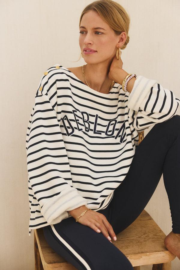 deblon sports Letitia Striped Sweater Pearl Navy