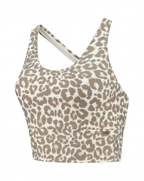 deblon sports Sarah Cross Top Leopard Latte
