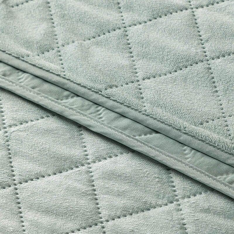 Dekbed Discounter Bedsprei Velvet Ruit - Groen