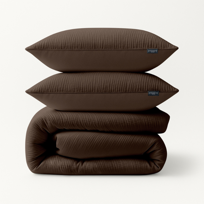 dekbed discounter Dekbedovertrek Mousseline - Bruin