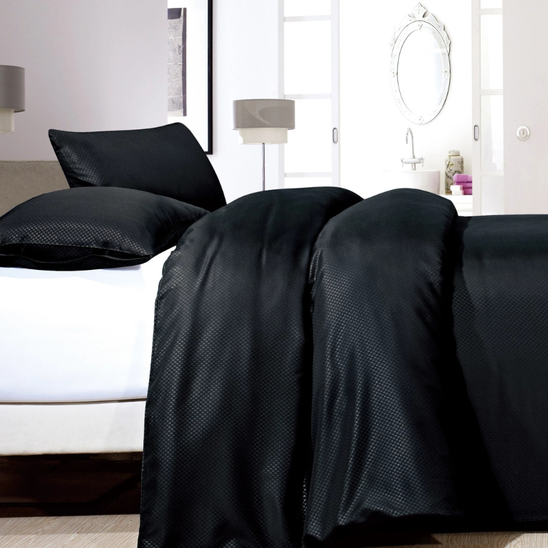 dekbed discounter Dekbedovertrek Satin Point - Zwart