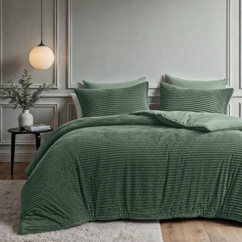 Dekbed Discounter Dekbedovertrek Teddy Rib - Groen