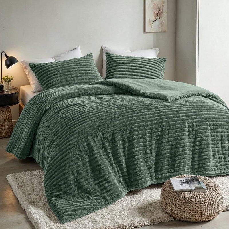 Dekbed Discounter Dekbedovertrek Teddy Rib - Groen