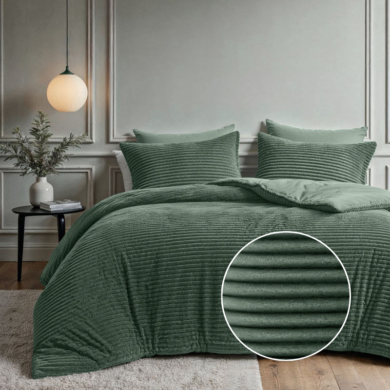 dekbed discounter Dekbedovertrek Teddy Rib - Groen