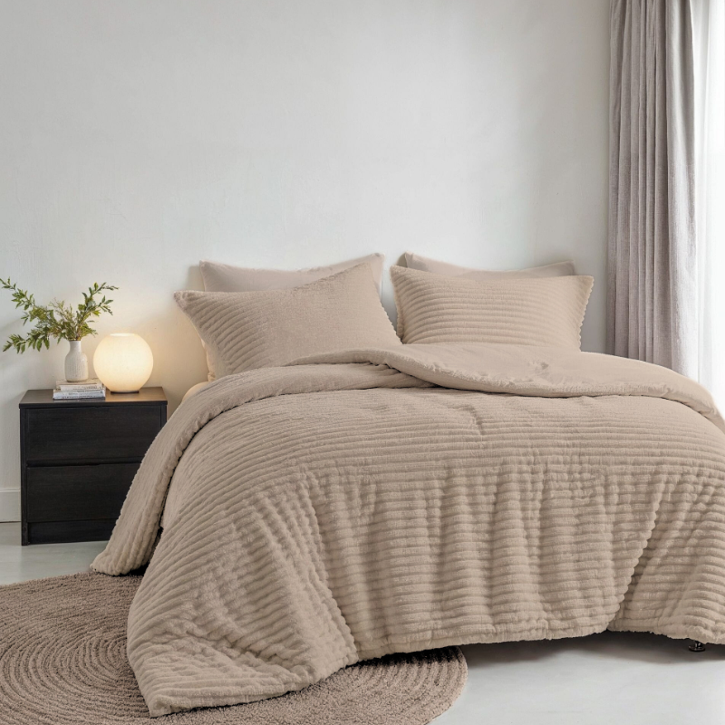 Dekbed Discounter Dekbedovertrek Teddy Rib - Taupe