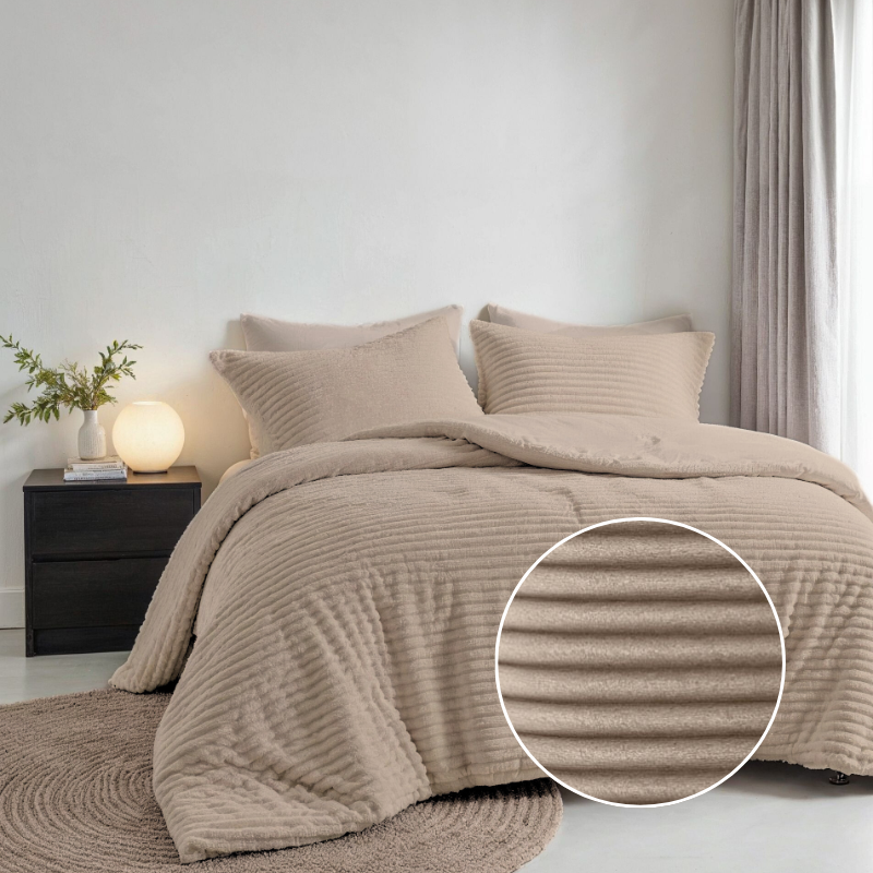 dekbed discounter Dekbedovertrek Teddy Rib - Taupe