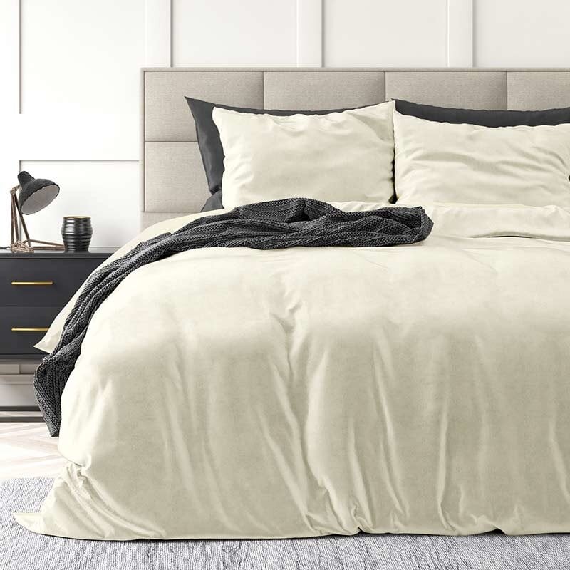 Dekbed Discounter Dekbedovertrek Velvet Uni - Creme
