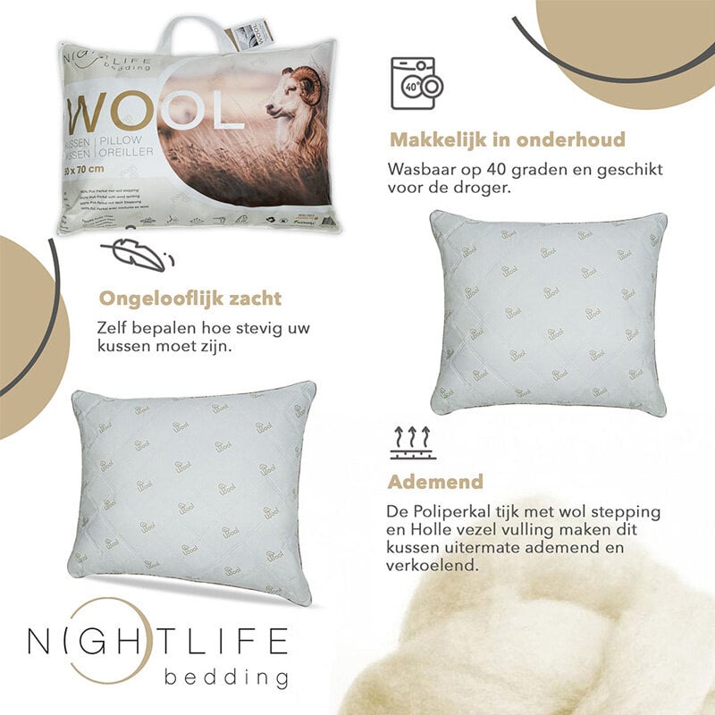 Dekbed Discounter Hoofdkussen - Natural Wol