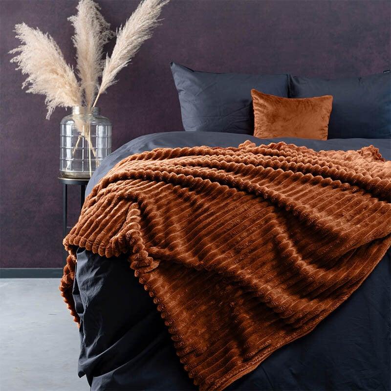 Dekbed Discounter Plaid Teddy Rib - Bruin