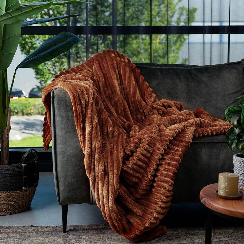 dekbed discounter Plaid Teddy Rib - Bruin