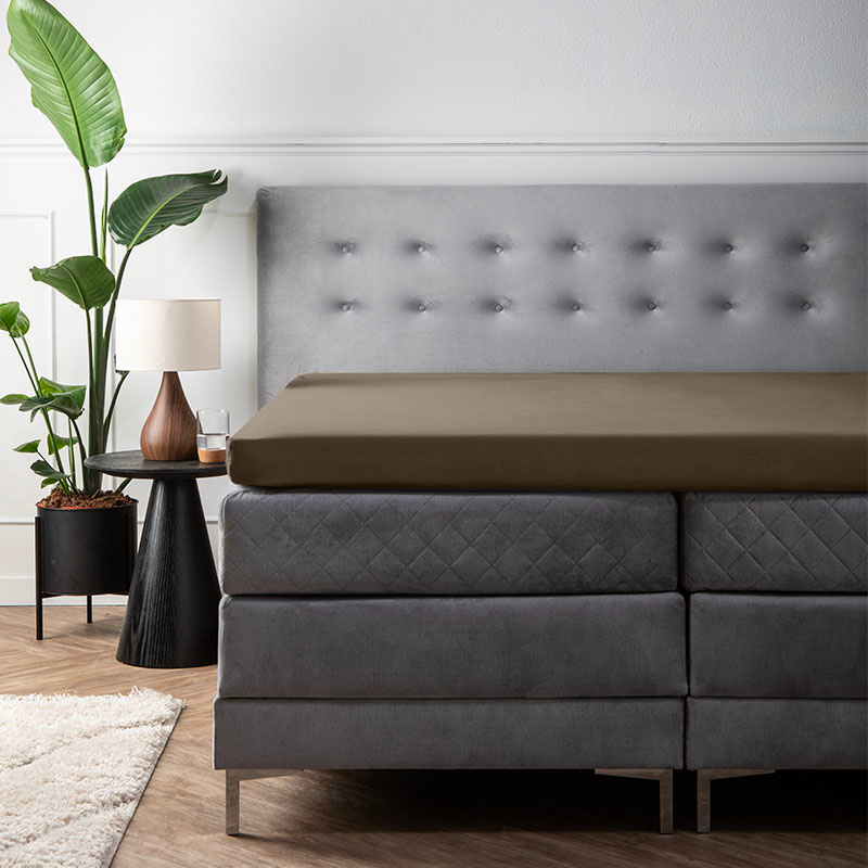 Dekbed Discounter Topper Hoeslaken - Satijn - Truffel