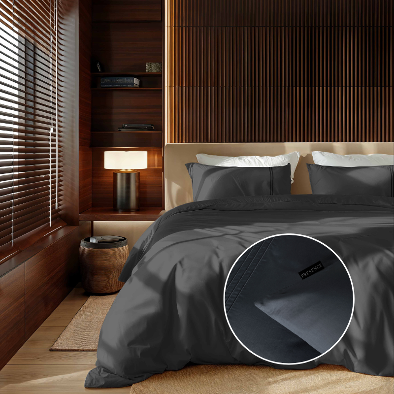 dekbed discounter Dekbedovertrek Egyptisch Katoen - Uni - Donker Grijs