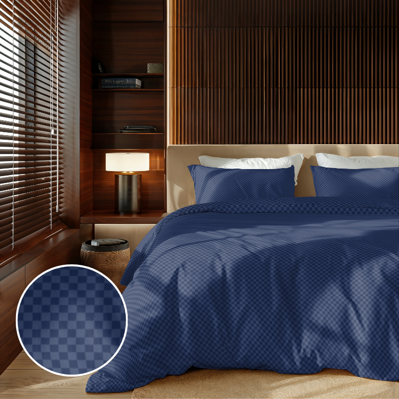 Dekbed Discounter Dekbedovertrek Embossed Squares - Blauw