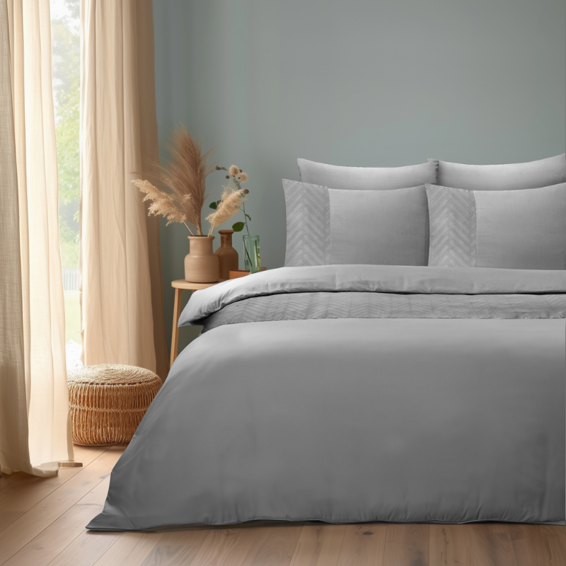 Dekbed Discounter Dekbedovertrek Embossed - Valencia - Zandgrijs