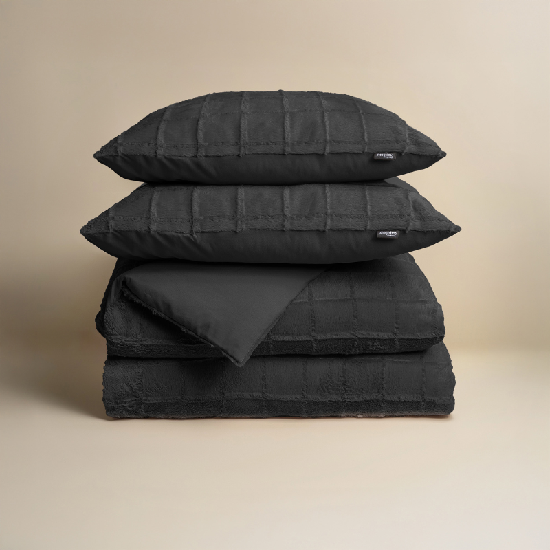 Dekbed Discounter Dekbedovertrek Faux Fur - Check - Zwart