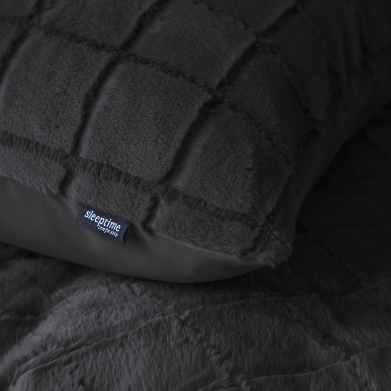 Dekbed Discounter Dekbedovertrek Faux Fur - Check - Zwart