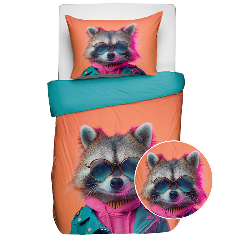 dekbed discounter Dekbedovertrek Katoen - Animal Couture - Racoon