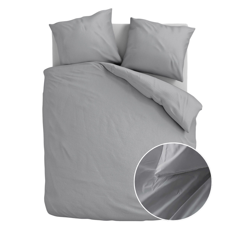 dekbed discounter Dekbedovertrek Katoen-Flanel Uni - Lichtgrijs