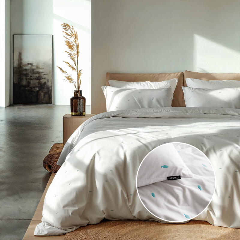 dekbed discounter Dekbedovertrek Katoen - Geborduurd - Blue Fin