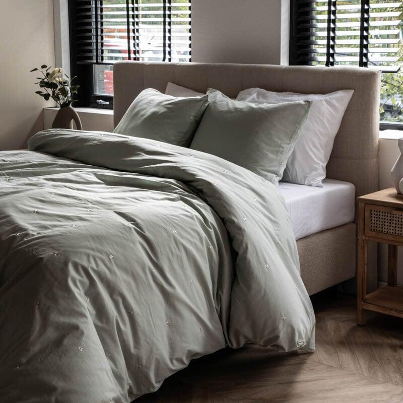 Dekbed Discounter Dekbedovertrek Katoen - Geborduurd - Flower Jade