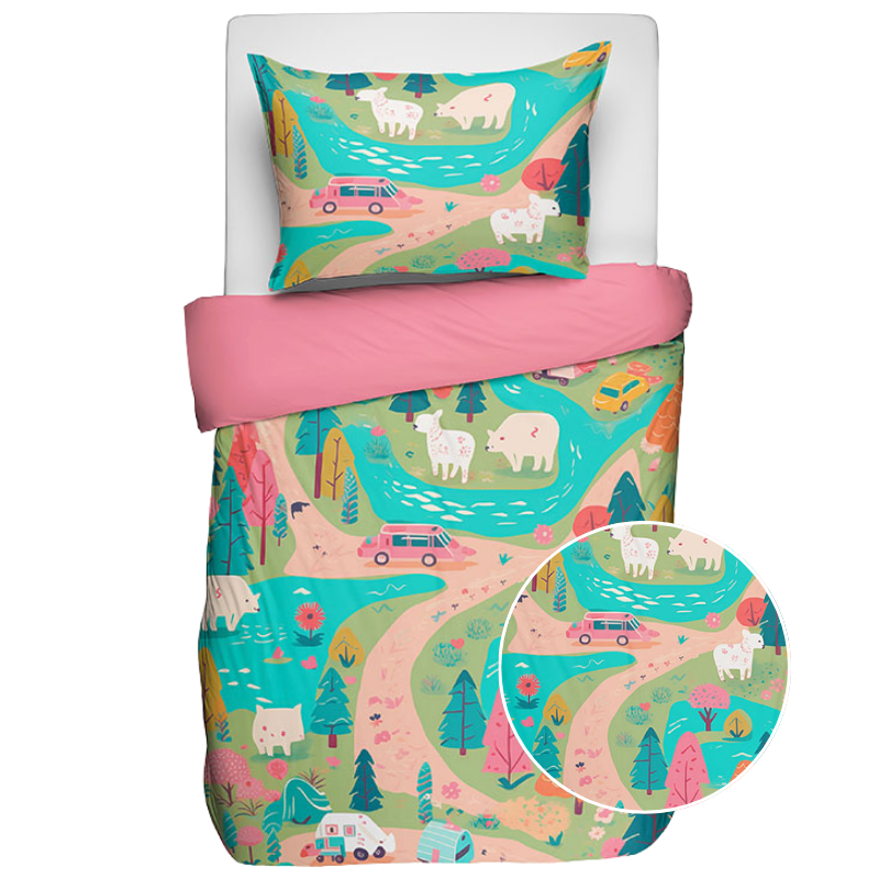 dekbed discounter Dekbedovertrek Katoen - Pinky Roads