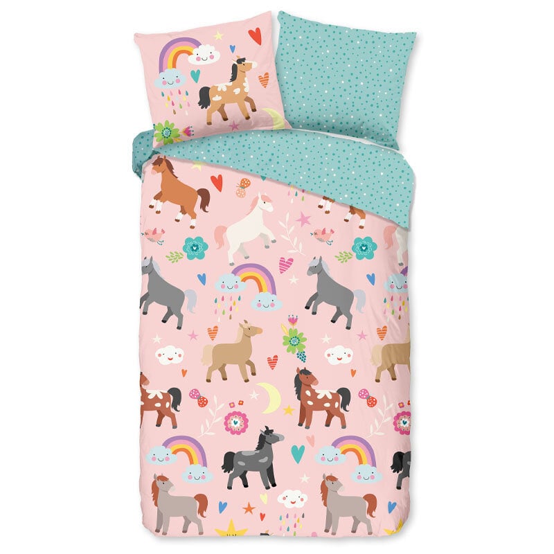 dekbed discounter Dekbedovertrek Katoen - Rainbow Horses