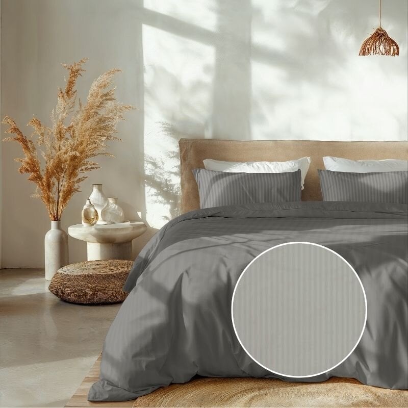 dekbed discounter Dekbedovertrek Katoen-Satijn - Banda - Licht Grijs