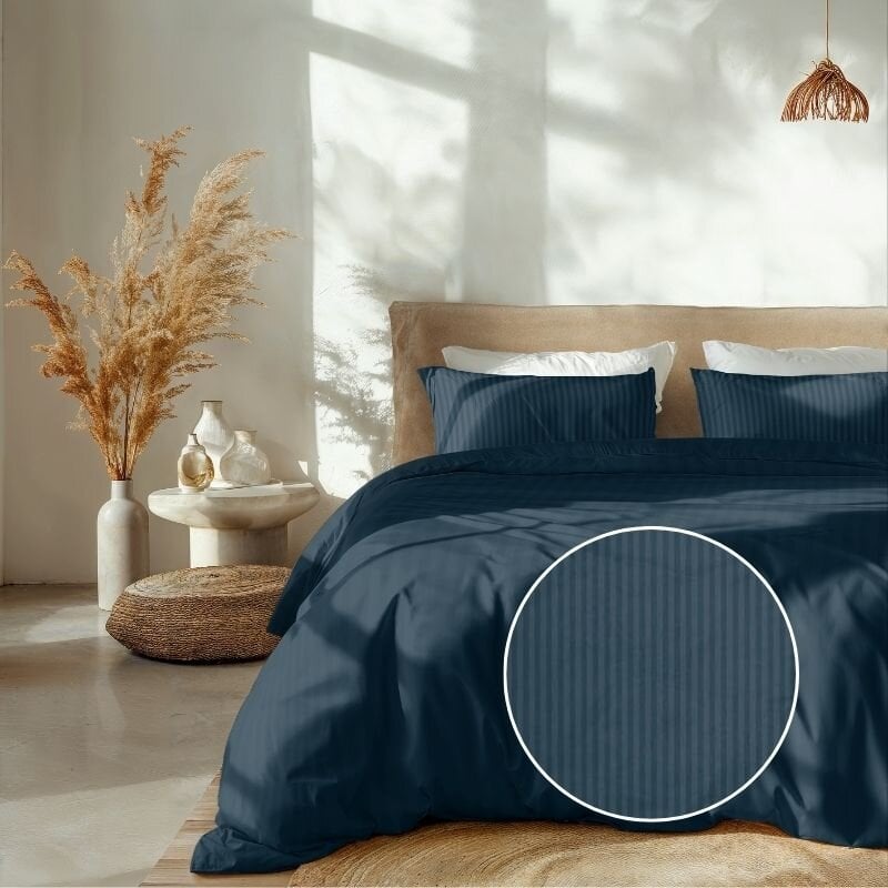 dekbed discounter Dekbedovertrek Katoen-Satijn - Banda - Marine Blauw