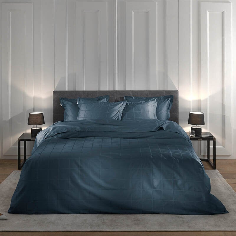 Dekbed Discounter Dekbedovertrek Katoen-Satijn - Diamante - Donker Blauw
