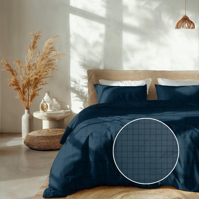 dekbed discounter Dekbedovertrek Katoen-Satijn - Diamante - Donker Blauw
