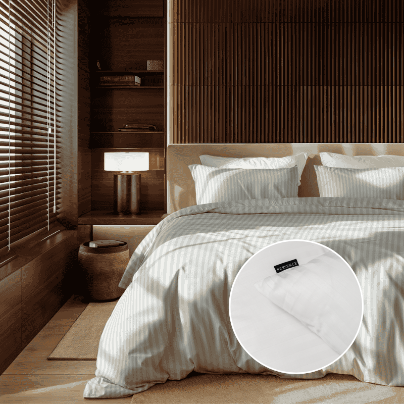 dekbed discounter Dekbedovertrek Katoen-Satijn - Satijnstreep - Wit