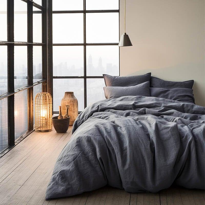 dekbed discounter Dekbedovertrek Katoen - Vintage Stone Washed - Antraciet