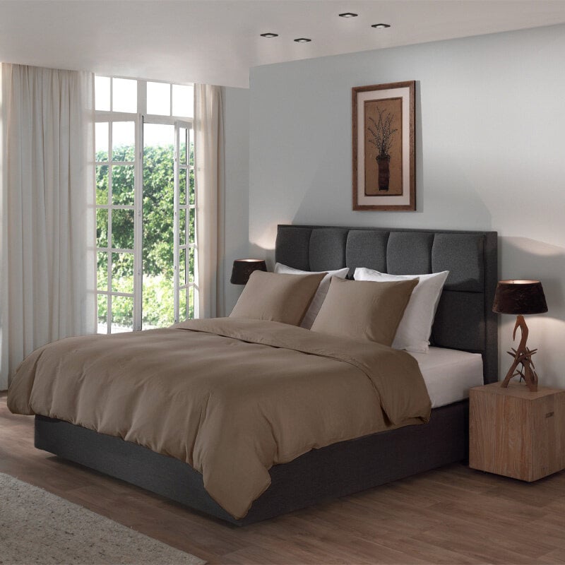dekbed discounter Dekbedovertrek Linnen - Plaza Taupe