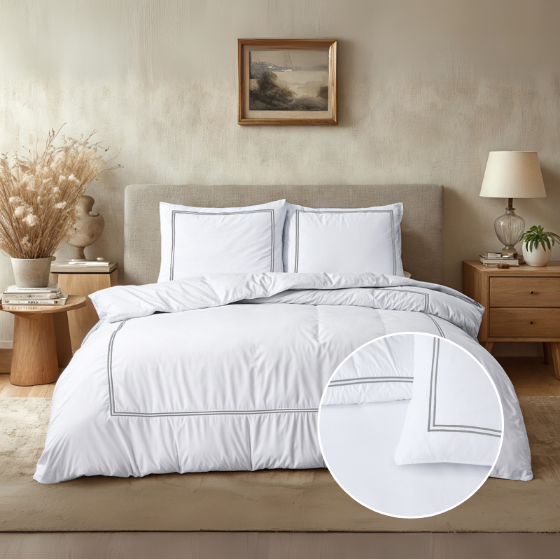 Dekbed Discounter Dekbedovertrek Percale-Katoen - Brata - Wit/Grijs