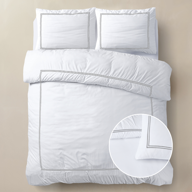 dekbed discounter Dekbedovertrek Percale-Katoen - Brata - Wit/Grijs