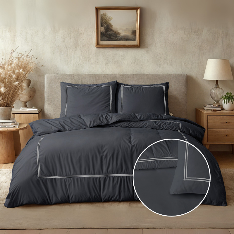 Dekbed Discounter Dekbedovertrek Percale-Katoen - Brata - Zwart/Grijs