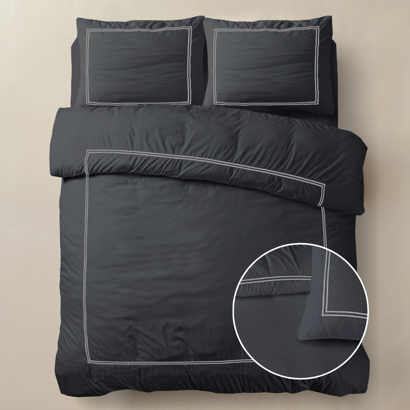 dekbed discounter Dekbedovertrek Percale-Katoen - Brata - Zwart/Grijs