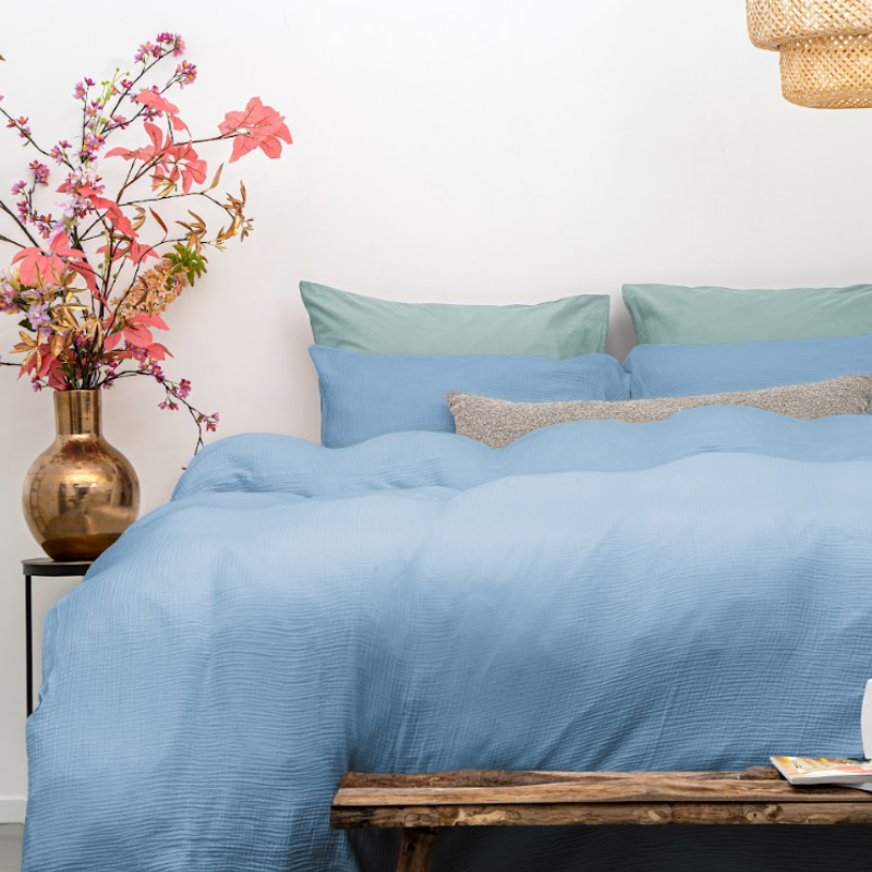 Dekbed Discounter Dekbedovertrek Percale-Katoen - Mousseline - Blauw