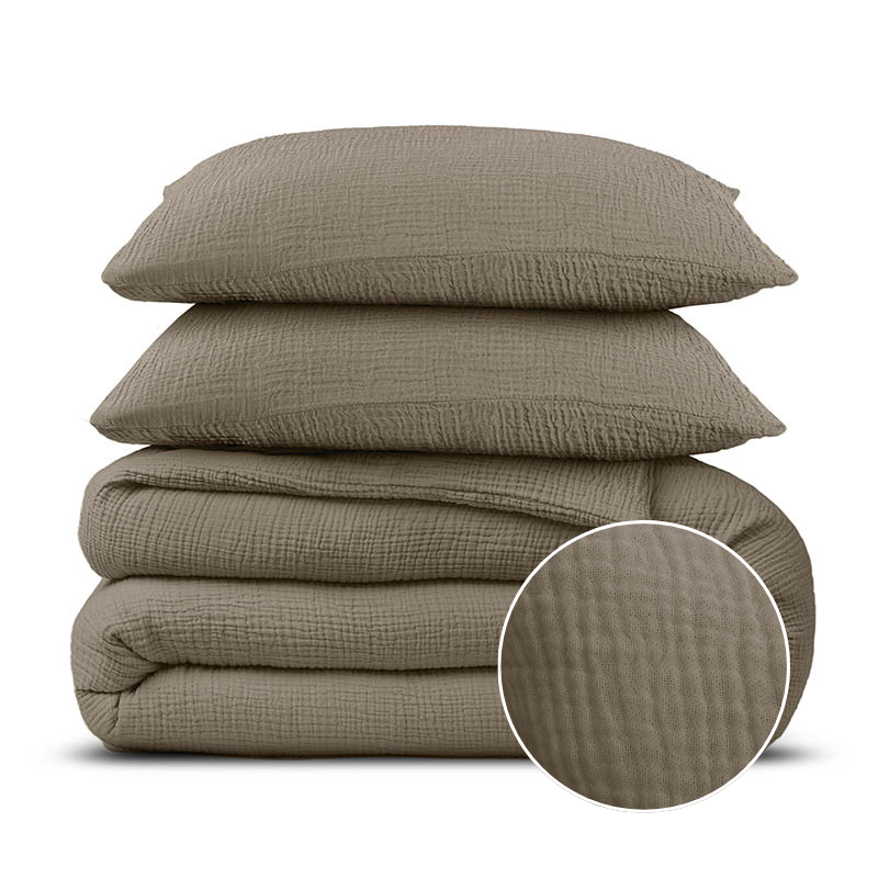 dekbed discounter Dekbedovertrek Percale-Katoen - Mousseline - Taupe