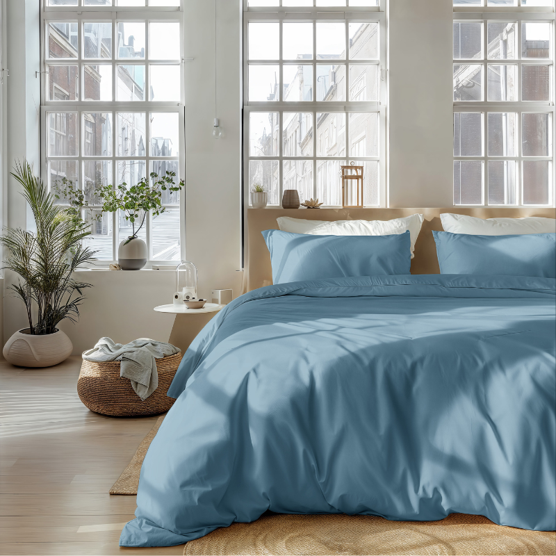 dekbed discounter Dekbedovertrek Percale-Katoen- Plain - Donkerblauw