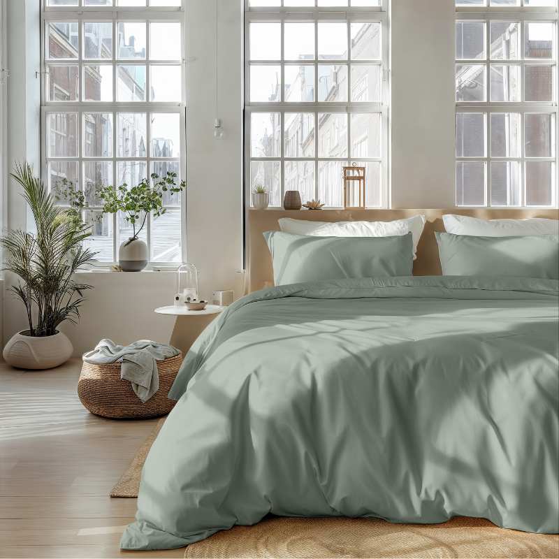 dekbed discounter Dekbedovertrek Percale-Katoen - Plain - Jade