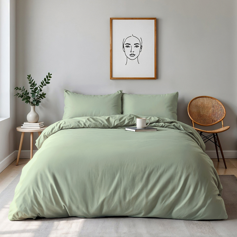 dekbed discounter Dekbedovertrek Percale Katoen Uni - Eucalyptus