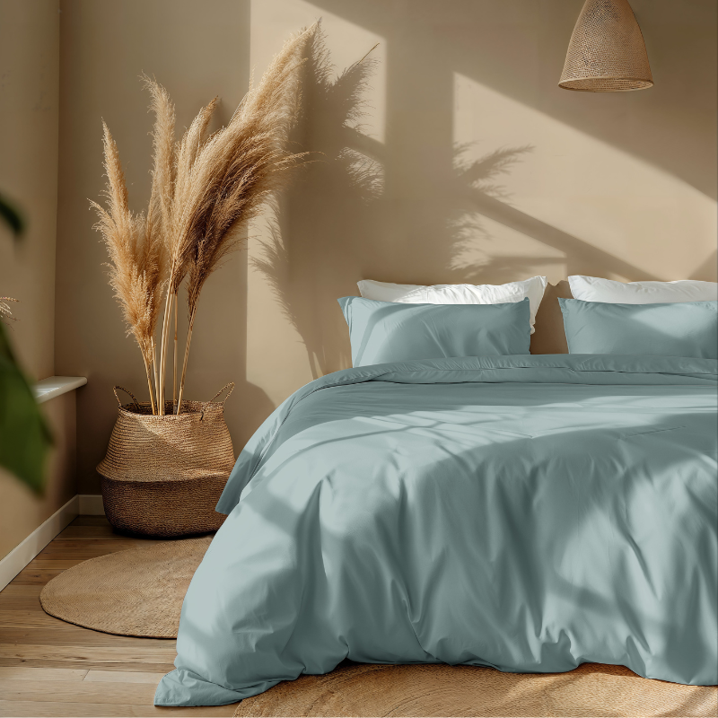 dekbed discounter Dekbedovertrek Percale-Katoen - Uni - Groen/Grijs