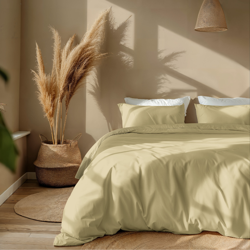 dekbed discounter Dekbedovertrek Percale-Katoen - Uni - Licht Geel