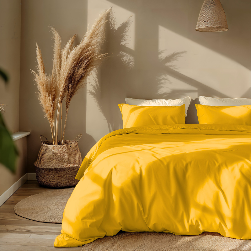 dekbed discounter Dekbedovertrek Percale-Katoen - Uni - Okergeel